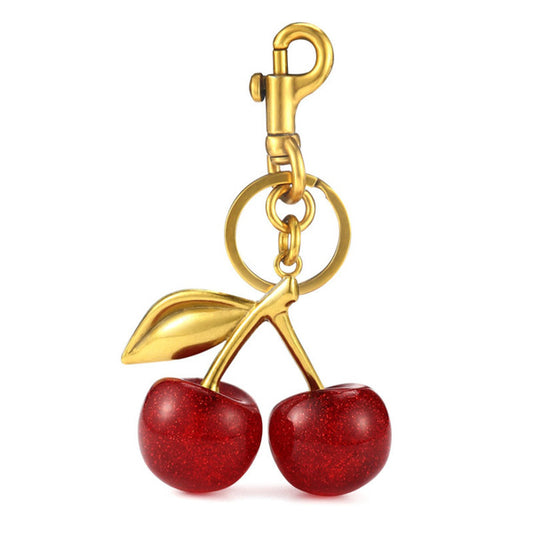 Cute Crystal Red Cherry Bag Pendant