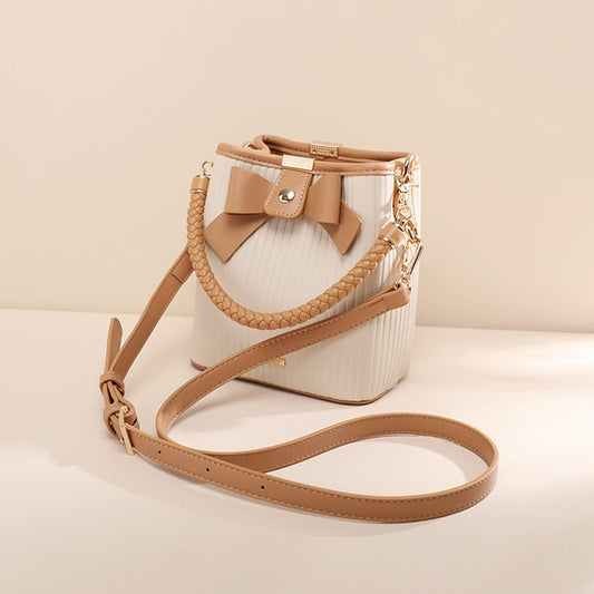 Women’s Crossbody Bucket Handbag – Milk tea Brown