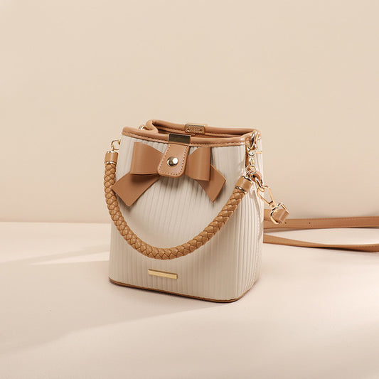 Women’s Crossbody Bucket Handbag – Milk tea Brown