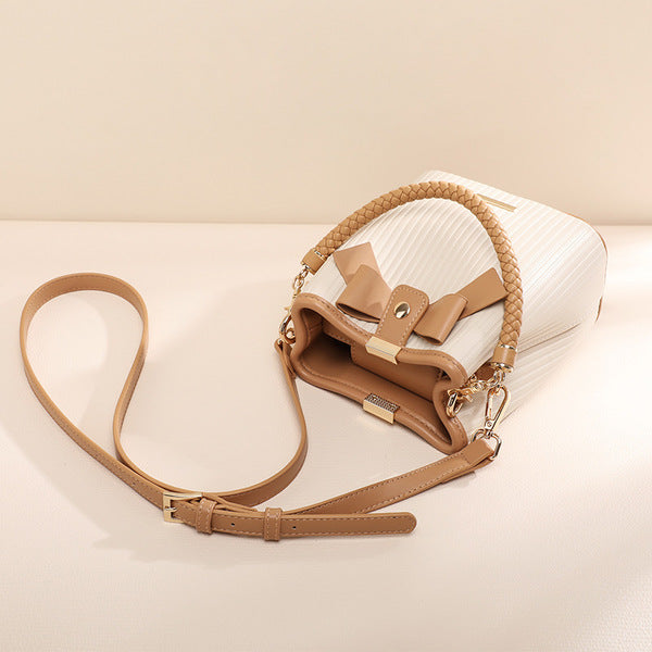 Women’s Crossbody Bucket Handbag – Milk tea Brown