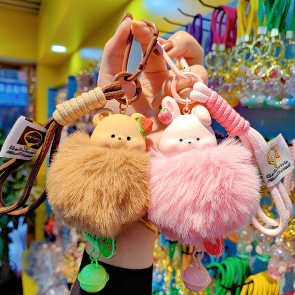 Adorable Bear, Bunny & Duck Plush Keychain Charm