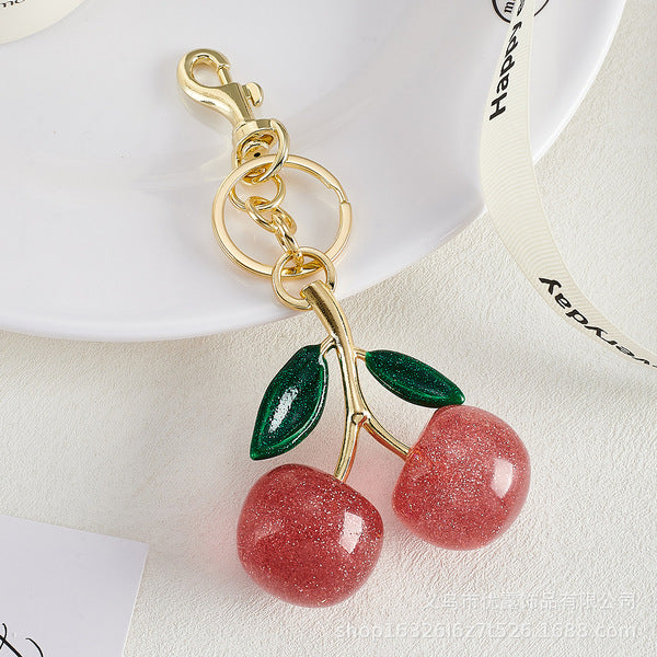Cute Crystal Red Cherry Bag Pendant