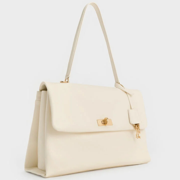 Kerry Top Handle Satchel Bag - Cream - Image 3