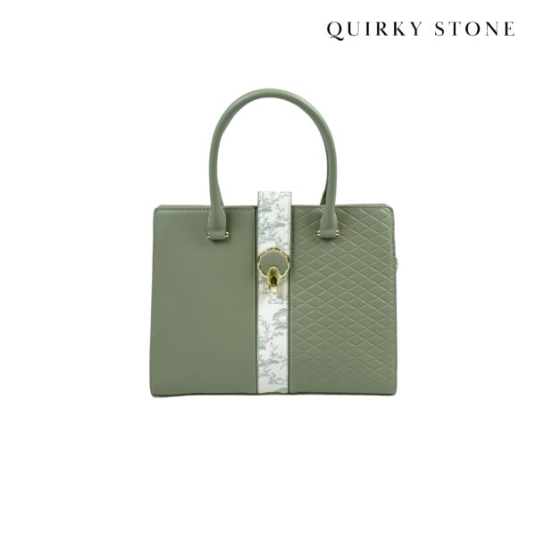 Stylish Sage Green Quilted Handbag with Adjustable Strap