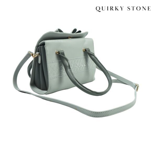 Chic Embossed PU Leather Handbag with Adjustable Strap - Grey