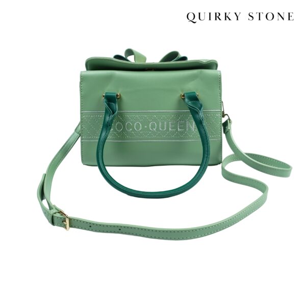 Chic Embossed PU Leather Handbag with Adjustable Strap - Green