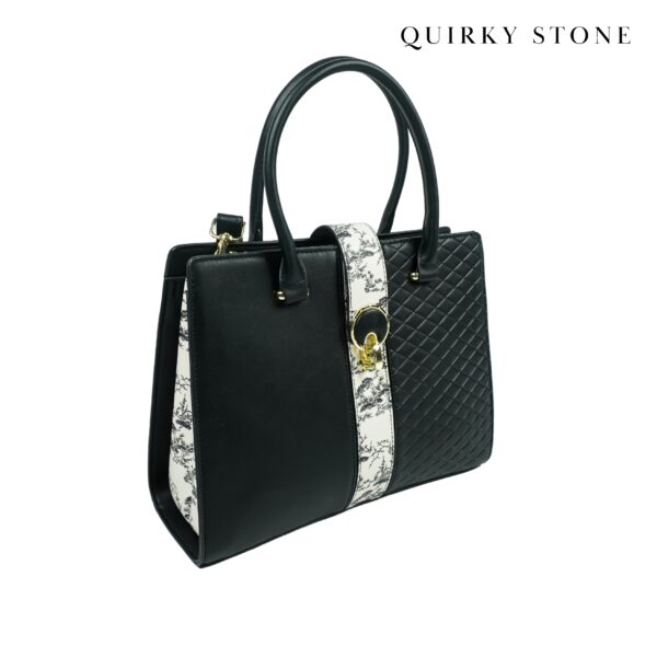 Stylish Sage Black Quilted Handbag with Adjustable Strap