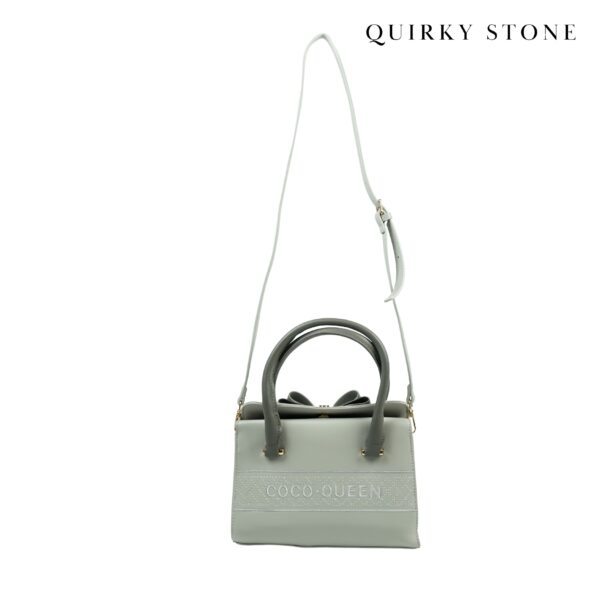 Chic Embossed PU Leather Handbag with Adjustable Strap - Grey - Image 2