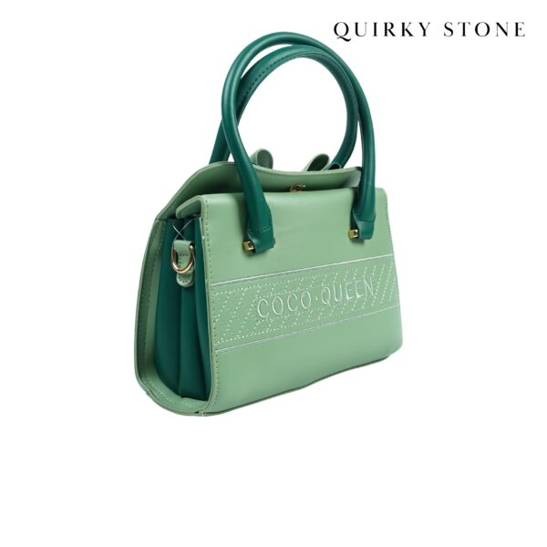 Chic Embossed PU Leather Handbag with Adjustable Strap - Green - Image 3