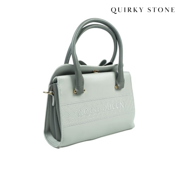 Chic Embossed PU Leather Handbag with Adjustable Strap - Grey - Image 3