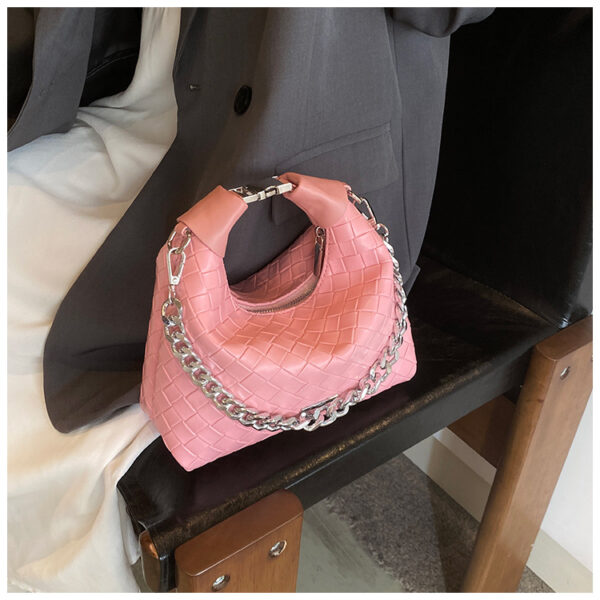 Trendy Woven Bags for Women Handbag and Crossbody - Pink - Image 3