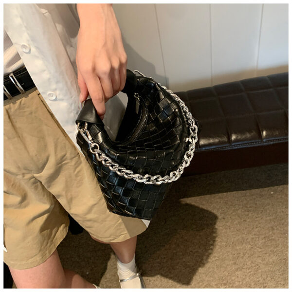 Trendy Woven Bags for Women Handbag and Crossbody - Black - Image 2