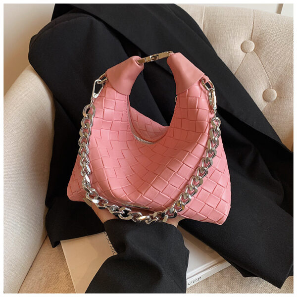 Trendy Woven Bags for Women Handbag and Crossbody - Pink - Image 2