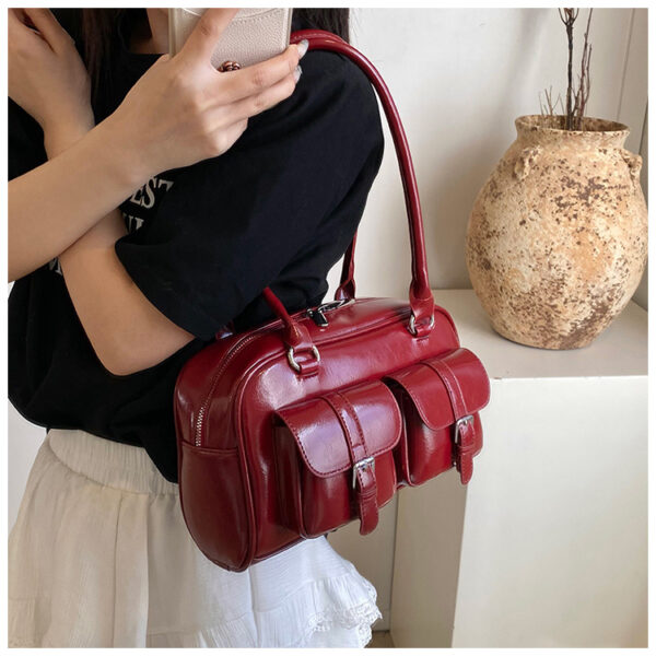 Trendy Shoulder Bag for Women - Cherry Red - Image 2